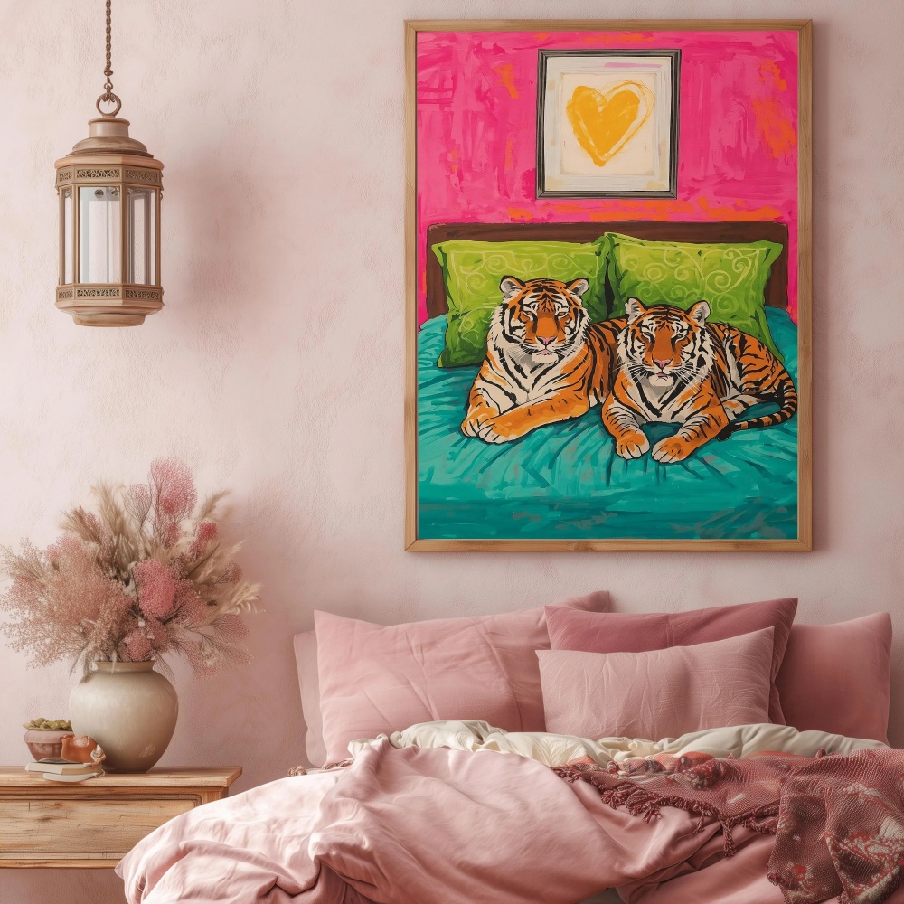 Home Decor Lovely Home - 커플 호랑이 캔버스 벽 아트 포스터