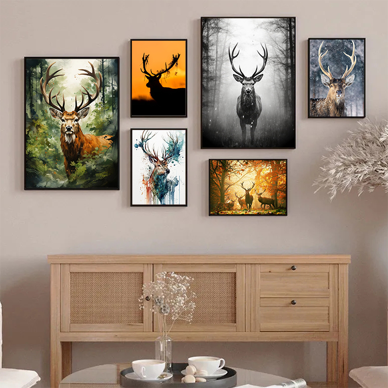 Home Decor Lovely Home - 사랑스러운 야생 사슴 캔버스 포스터 귀여운
