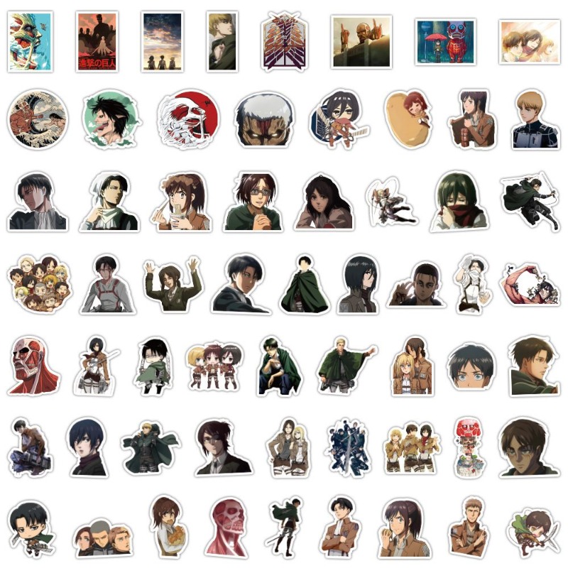 Home Decor Tv - 60Pcs 진격의 거인 애니메이션 스티커 귀여운