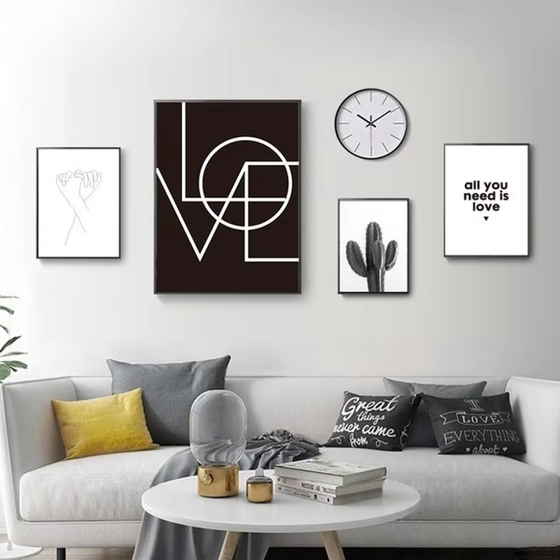 Home Decor Lovely Home - 1pc 프레임리스 캔버스 미니멀리스트 흑백 사랑