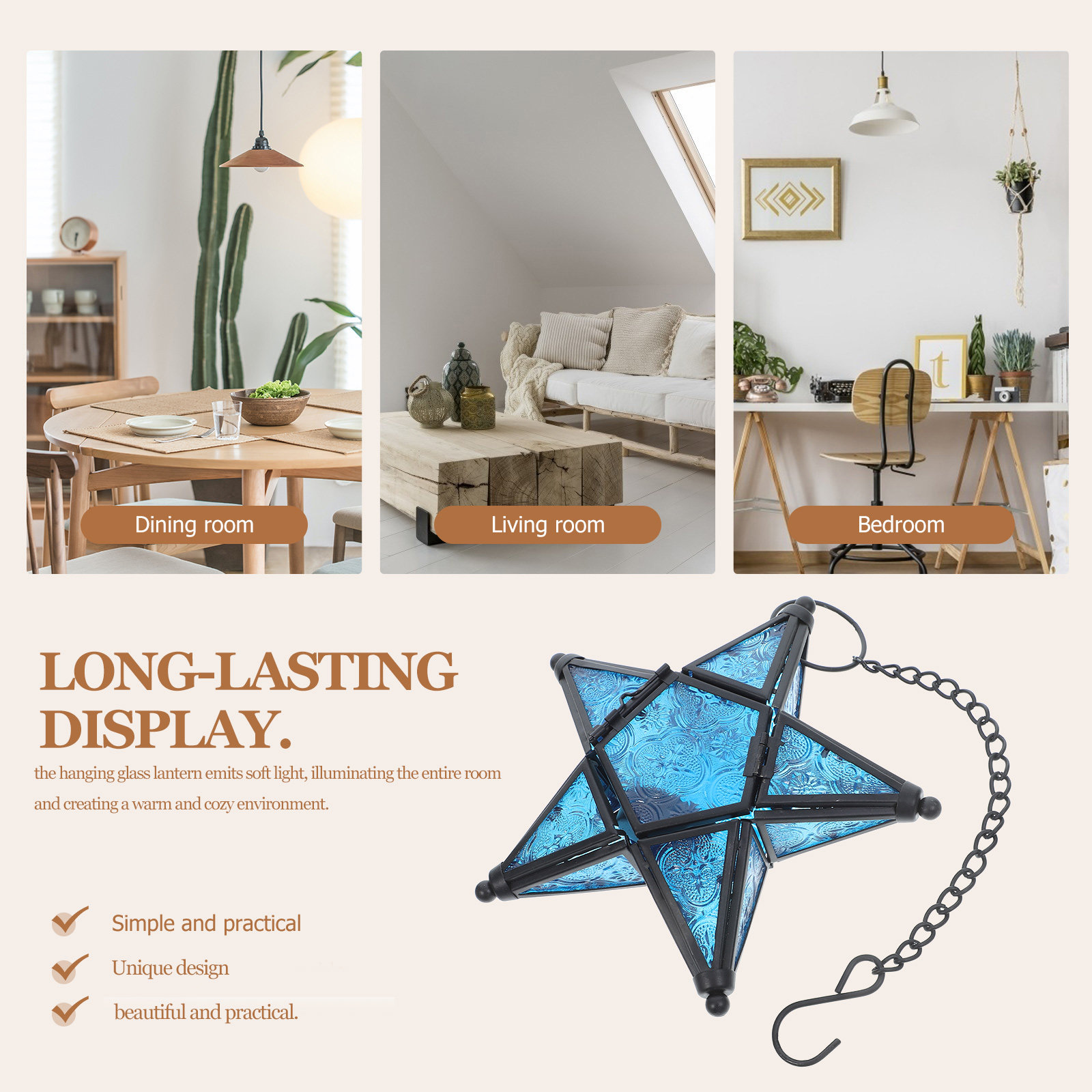 스타 랜턴 유리 걸이형 장식용 실내외 빈티지 펜던트 램 - Home Decor Glass 리뷰 및 가격