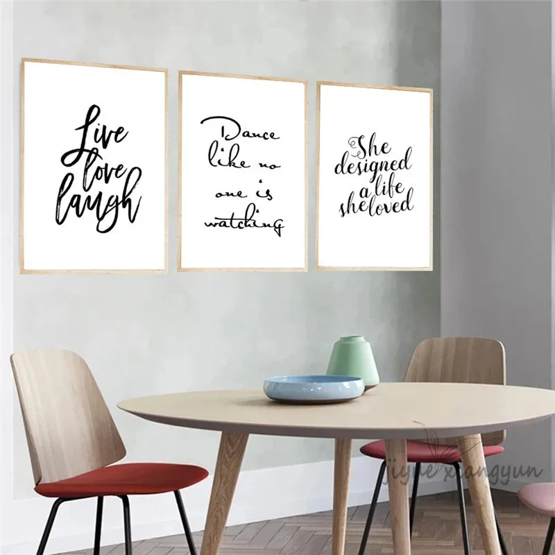 살아라 사랑하라 웃어라 영감을 주는 명언 벽 장식 흑백 - Home Decor Lovely Home 리뷰 및 가격