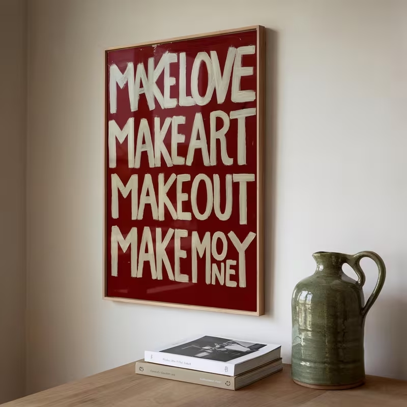 현대, 복고풍 자체 제작 사랑은 나를 키스해요 인용문  - Home Decor Lovely Home 리뷰 및 가격