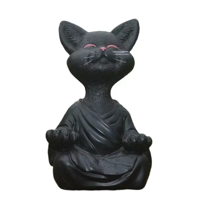 명상 고양이 조각 정원 장식 수지 요가 앉아 선 고양이 - Home Decor Za 리뷰 및 가격