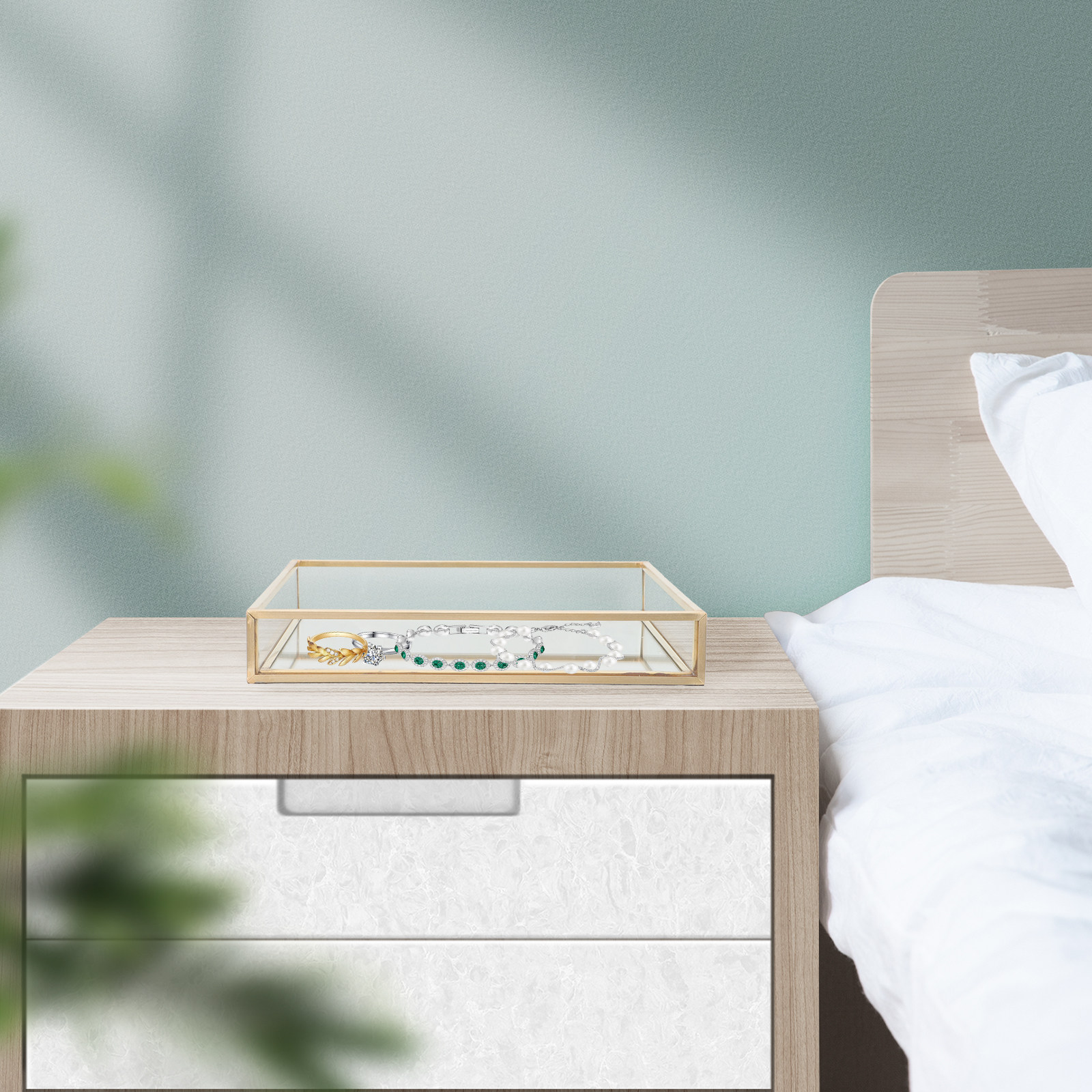 황동 프레임 장식용 유리 화장대 트레이 향수 및 액세서 - Home Decor Glass 리뷰 및 가격